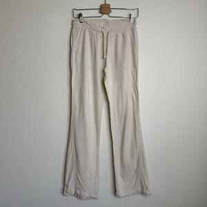 Cream Boot Flare Linen Beach Pants